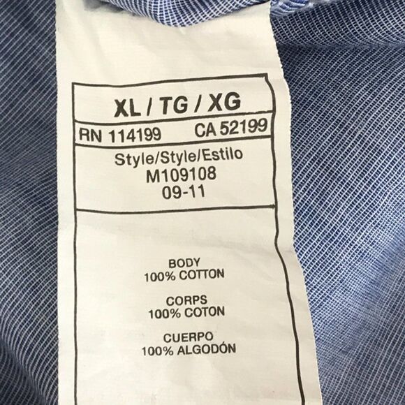 Quiksilver Button Up Shirt Men's XL Long Sleeve 100% Cotton Blue Casual - Picture 6 of 9